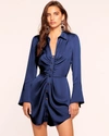 Ramy Brook Katelyn Long Sleeve Mini Dress In Spring Navy