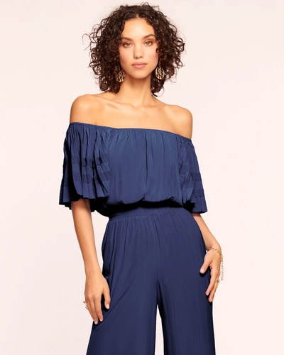 Ramy Brook Tinsley Off-the-shoulder Jumpsuit In Spring Navy