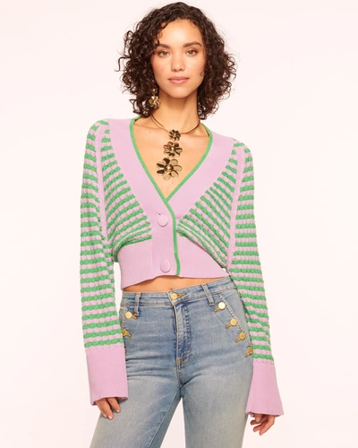 Ramy Brook Kiera Cardigan Sweater In Green Stripe