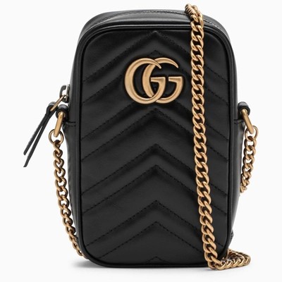 Gucci Black Gg Marmont Mini Bag In Blue