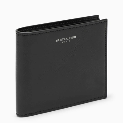 Saint Laurent Black Leather Bi-fold Wallet In Brown