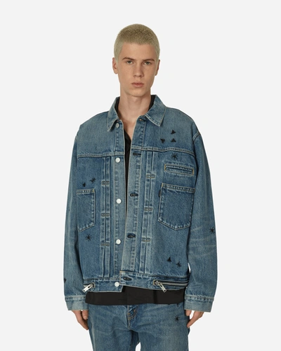 Undercover Bee-embroidered Denim Jacket In Blue