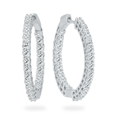 DIANA M. 14KT WHITE GOLD DIAMOND IN-OUT ROUND HOOP EARRINGS CONTAINING 3.00 CTS TW