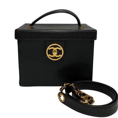 Pre-owned Chanel Vanity Leather Shoulder Bag () In Black