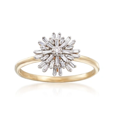 Ross-simons Baguette Diamond Starburst Ring In 14kt Yellow Gold In White
