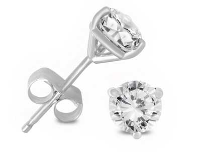 Diana M. 14kt White Gold Diamond Martini Stud Earrings Containing 2.00 Cts Tw In Metallic
