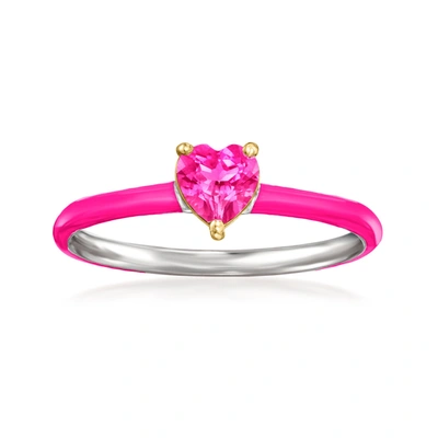 Rs Pure By Ross-simons Pink Topaz Heart Ring With Pink Enamel In Sterling Silver