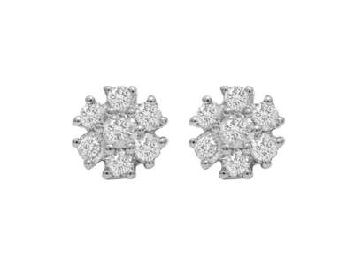 DIANA M. 14KT WHITE GOLD DIAMOND FLOWER STUD EARRINGS CONTAINING 0.50 CTS TW
