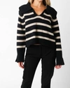 OLIVACEOUS STRIPED SWEATER IN BLACK
