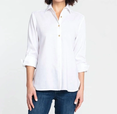 Hinson Wu Zoey 3/4 Ruched Sleeve Top In White
