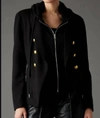 Blue Revival Helen Hooded Double Breasted Blazer In Black