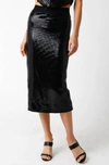 OLIVACEOUS SEQUIN MIDI SKIRT IN BLACK