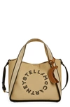 STELLA MCCARTNEY LARGE EMBROIDERED LOGO CANVAS CONVERTIBLE TOTE