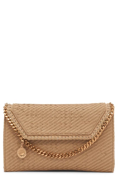 Stella Mccartney Mini Falabella Woven Faux Suede Crossbody Bag In 9801 Light Camel