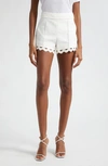 Ramy Brook Women's Scarlette Scallop-trimmed Shorts In Ivory