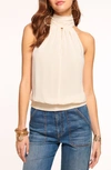 Ramy Brook Sunny High Neck Tank Top In Light Sand Stone