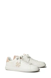 Tory Burch Double T Howell Low-top Leather Sneakers In Titanium White/shell Pink