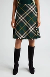 BURBERRY CHECK WOOL WRAP SKIRT