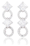 Suzy Levian Sterling Silver Cz Link Drop Earrings In Silver