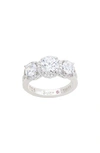 Suzy Levian Sterling Silver Three Stone Cz Ring In White
