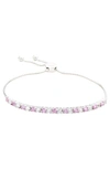 Suzy Levian Sterling Silver Pink Sapphire & Lab Created White Sapphire Slider Bracelet In Pink