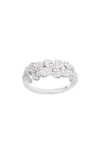 Suzy Levian Sterling Silver Cubic Zirconia Multi Flower Band Ring In White