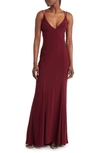JUMP APPAREL JUMP APPAREL RUCHED LACE-UP JERSEY COLUMN GOWN