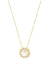 Gabi Rielle 14k Gold Plate Sterling Silver Cz & Mother Of Pearl Pendant Necklace In Gold