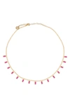 Gabi Rielle Pink Petal Baguette Necklace In Gold