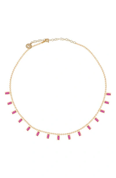 GABI RIELLE PETAL CZ STATION NECKLACE