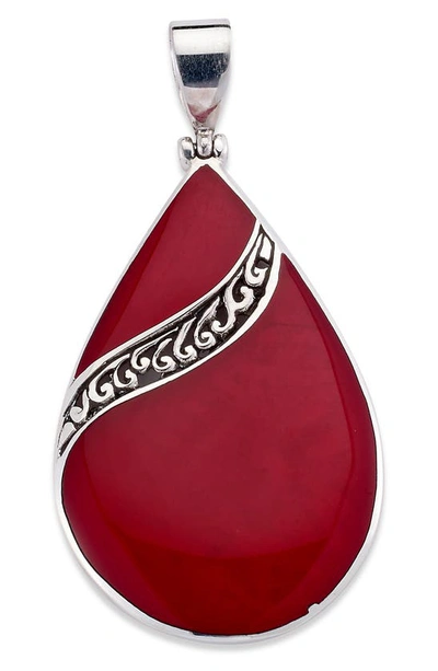 SAMUEL B. PEAR CUT CORAL PENDANT