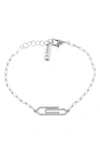 Samuel B. White Topaz Paper Clip Charm Bracelet In White/ Silver