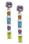 Samuel B. Multi Stone Drop Earrings In Silver/ Purple Multi