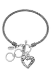 SAMUEL B. TULANG NAGA STERLING SILVER HEART CHARM TOGGLE BRACELET