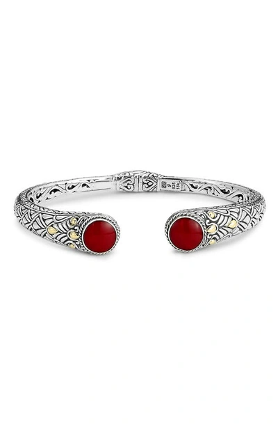SAMUEL B. SAMUEL B. STERLING SILVER & 18K GOLD SEMIPRECIOUS STONE BANGLE BRACELET