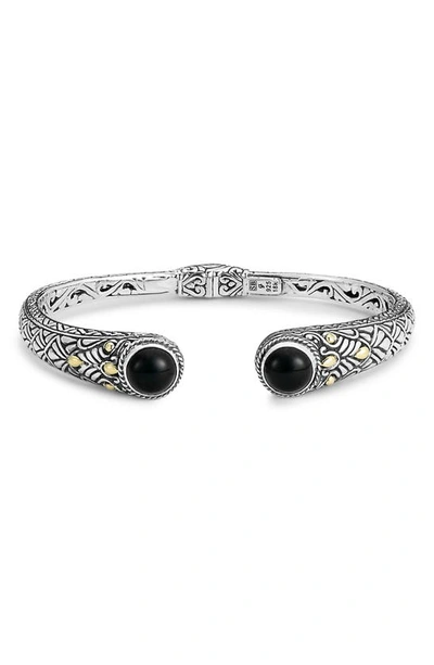 SAMUEL B. SAMUEL B. STERLING SILVER & 18K GOLD SEMIPRECIOUS STONE BANGLE BRACELET