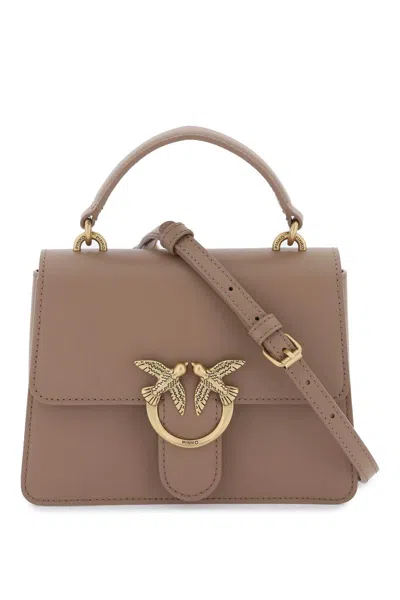 Pinko Love One Top Handle Mini Light Bag In Brown,neutro