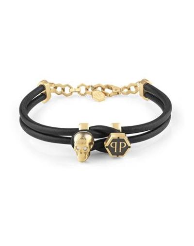 Philipp Plein 3d $kull Crystal Calf Leather Bracelet Man Bracelet Gold Size Onesize Calfskin