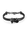 Philipp Plein Black-tone Stainless Steel 3d $kull & Logo Leather Flex Bracelet