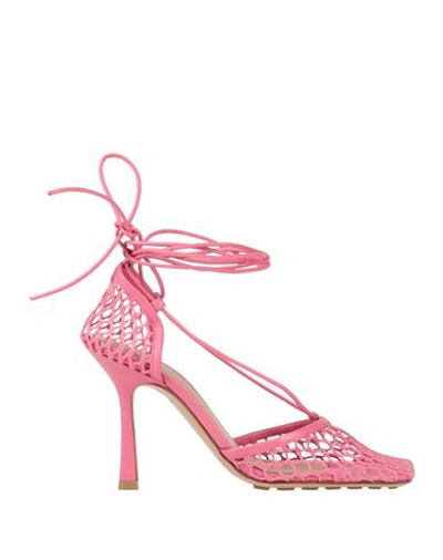 Bottega Veneta Woman Pumps Magenta Size 6 Soft Leather, Textile Fibers In Magenta