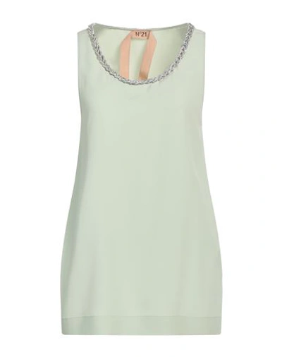 N°21 Woman Top Light Green Size 4 Acetate, Silk