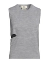Fendi Woman Sweater Grey Size 8 Wool, Polyamide, Polyurethane In Grey