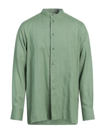 Trussardi Man Shirt Green Size 16 Linen