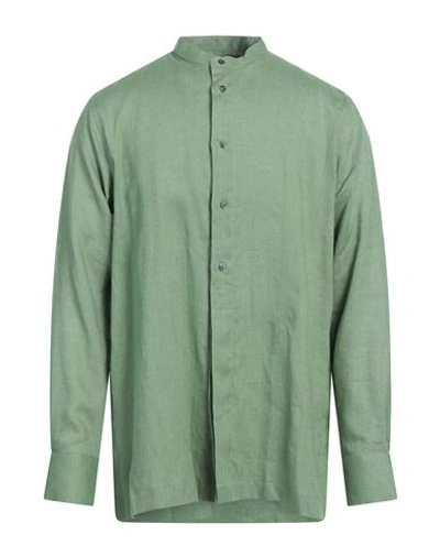 Trussardi Man Shirt Green Size 16 Linen In Green