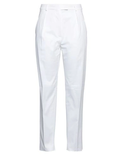 Max Mara Studio Woman Pants White Size 10 Cotton, Elastane