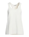 Jil Sander Woman Tank Top Ivory Size 6 Viscose, Polyamide, Polyester, Elastane In White