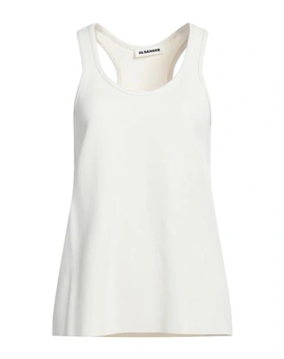 Jil Sander Woman Tank Top Ivory Size 6 Viscose, Polyamide, Polyester, Elastane In White