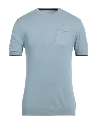 Grey Daniele Alessandrini Man Sweater Light Blue Size 38 Cotton In Blue