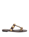Valentino Garavani Woman Sandals Dark Brown Size 6 Textile Fibers
