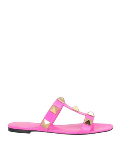 Valentino Garavani Woman Sandals Fuchsia Size 6 Textile Fibers In Pink